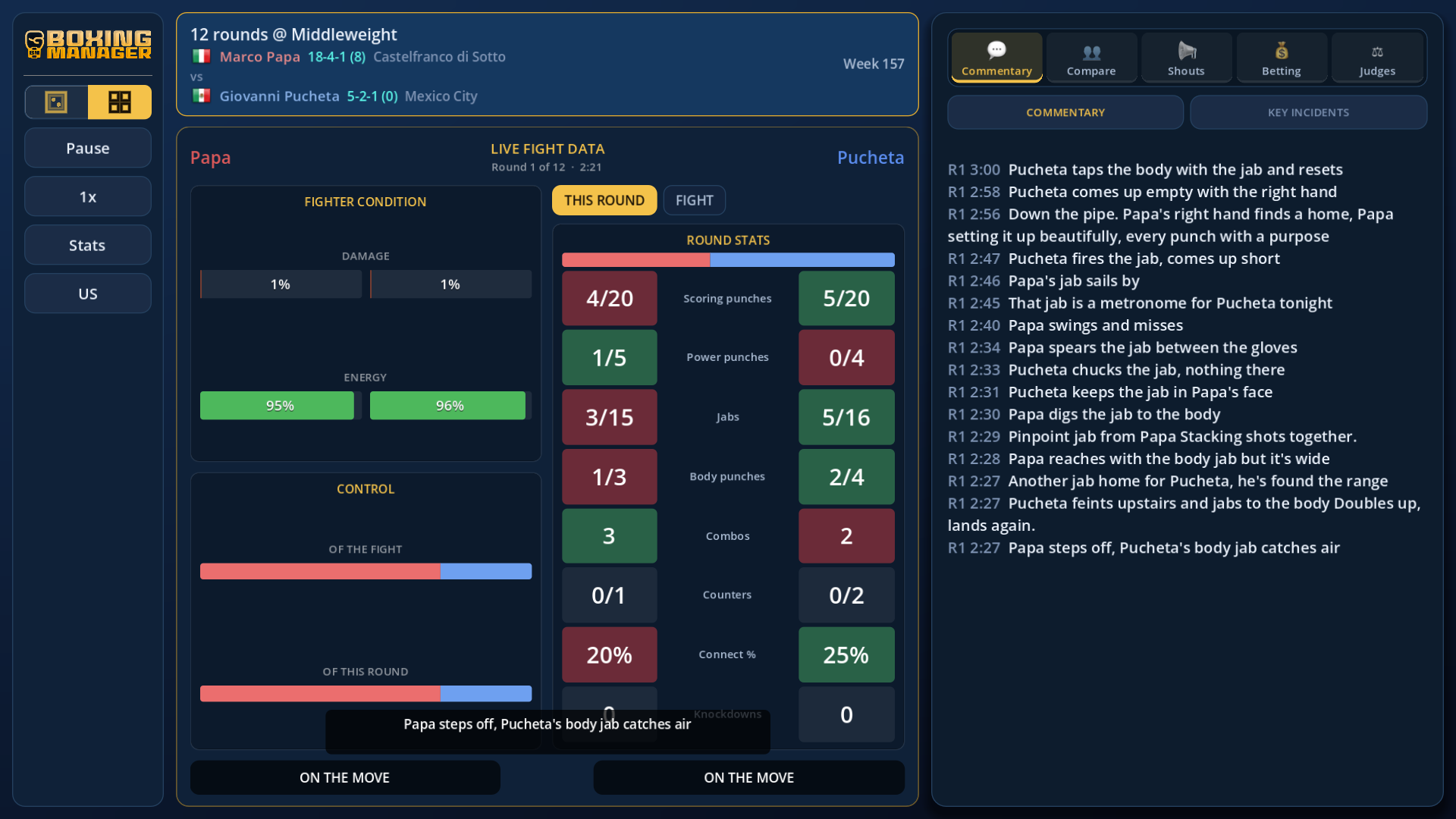 Live fight data