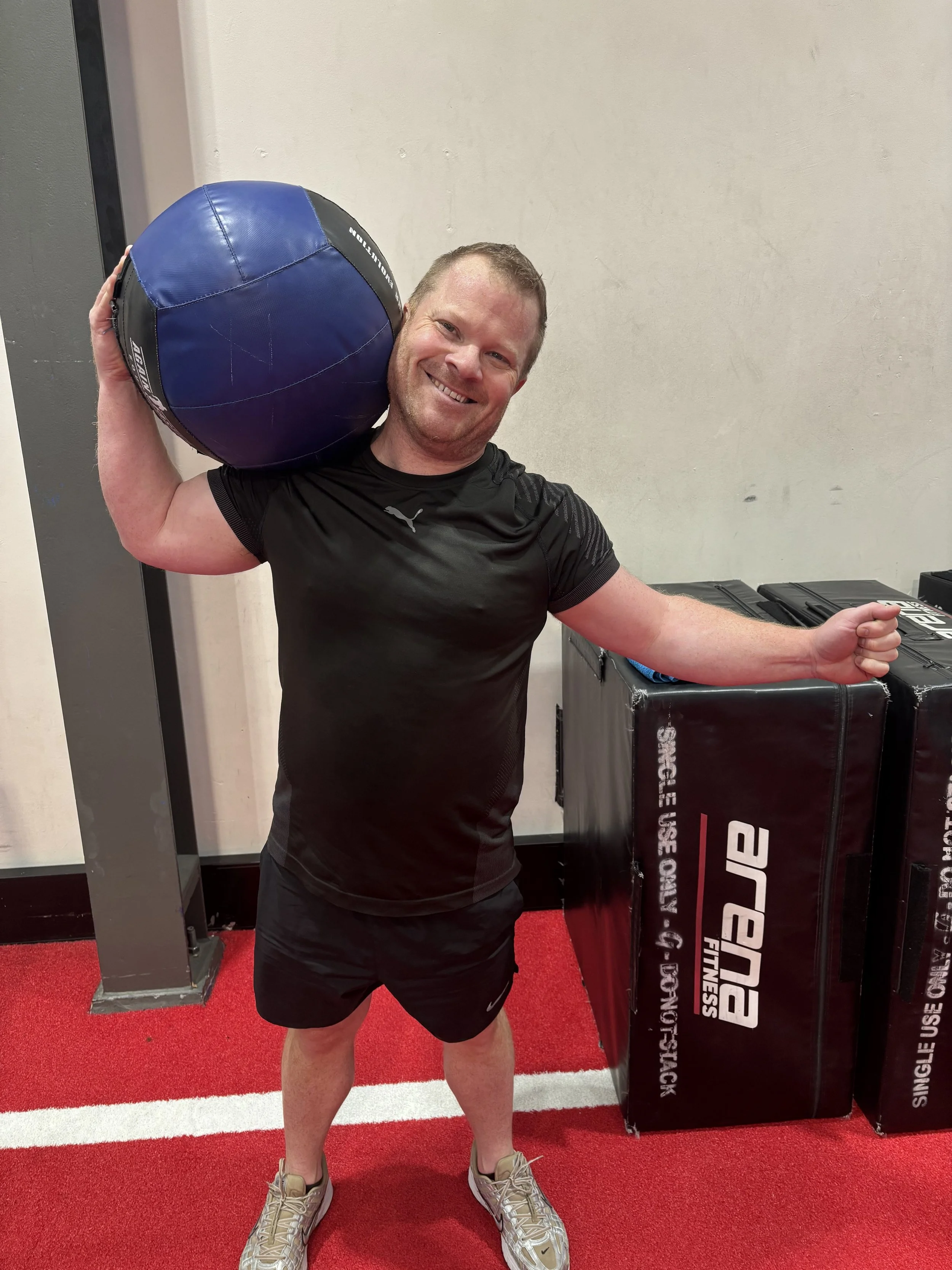 WenskeMove client celebrating progress in the gym