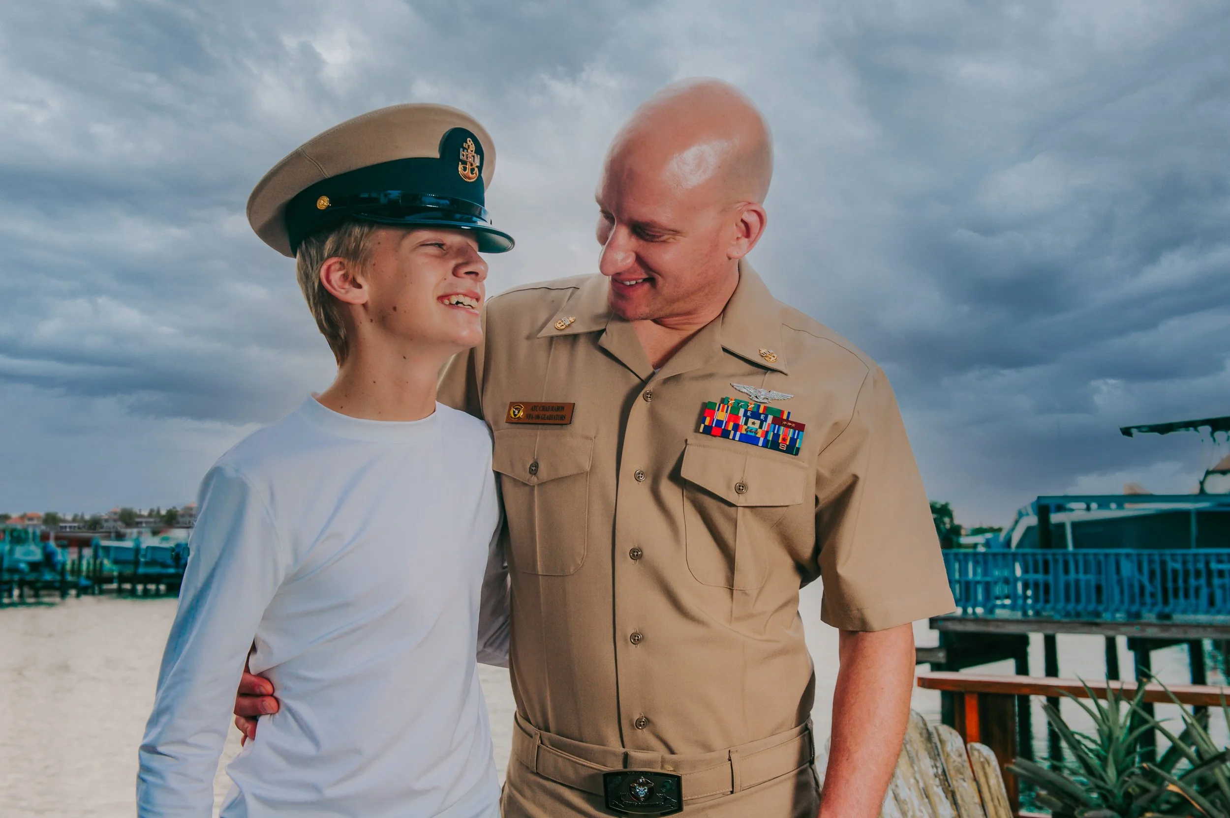 Candid family portrait photography on the beach in Clearwater