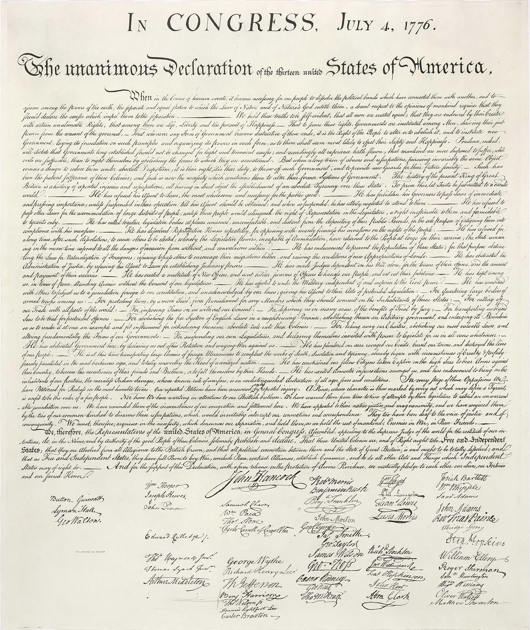 The United States Declaration of Independence adopted July 4, 1776, marking the founding moment behind America's 250th birthday