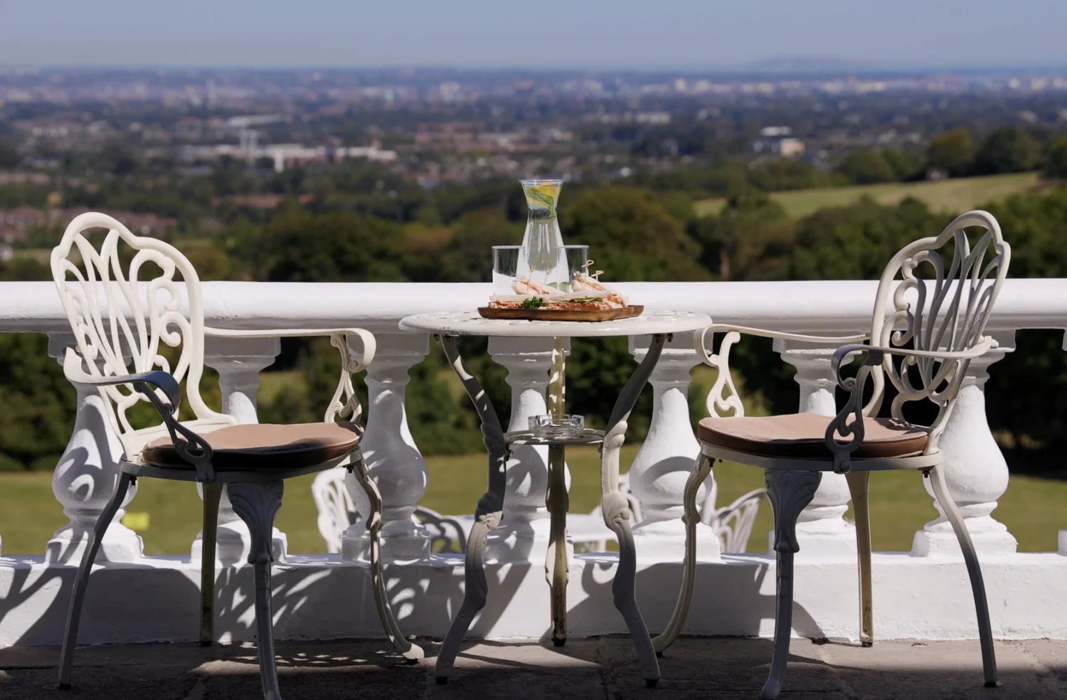 The terrace looking out over the grounds