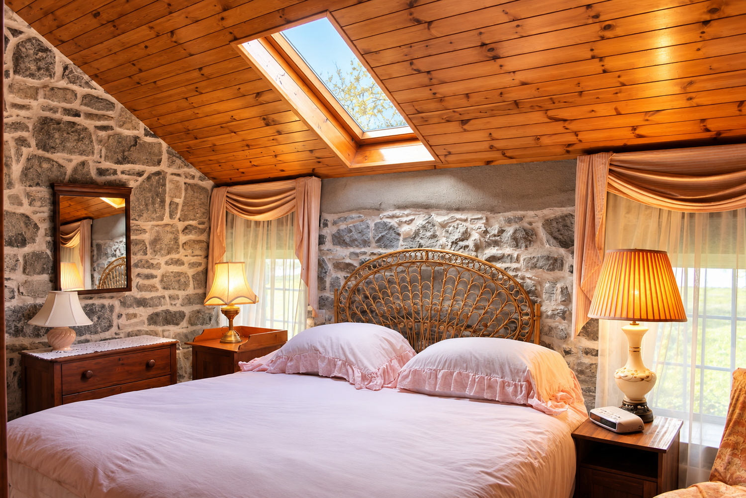 A Standard bedroom with a vaulted timber ceiling at Ross Castle Estate