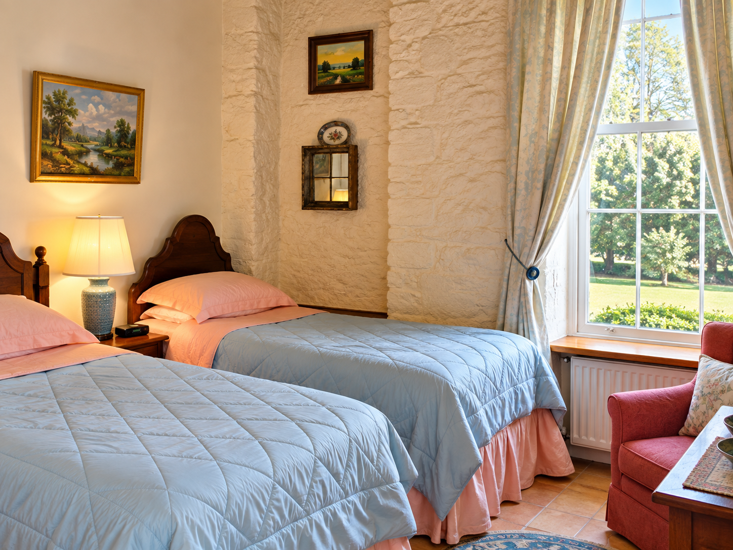 A twin bedroom at Ross Castle