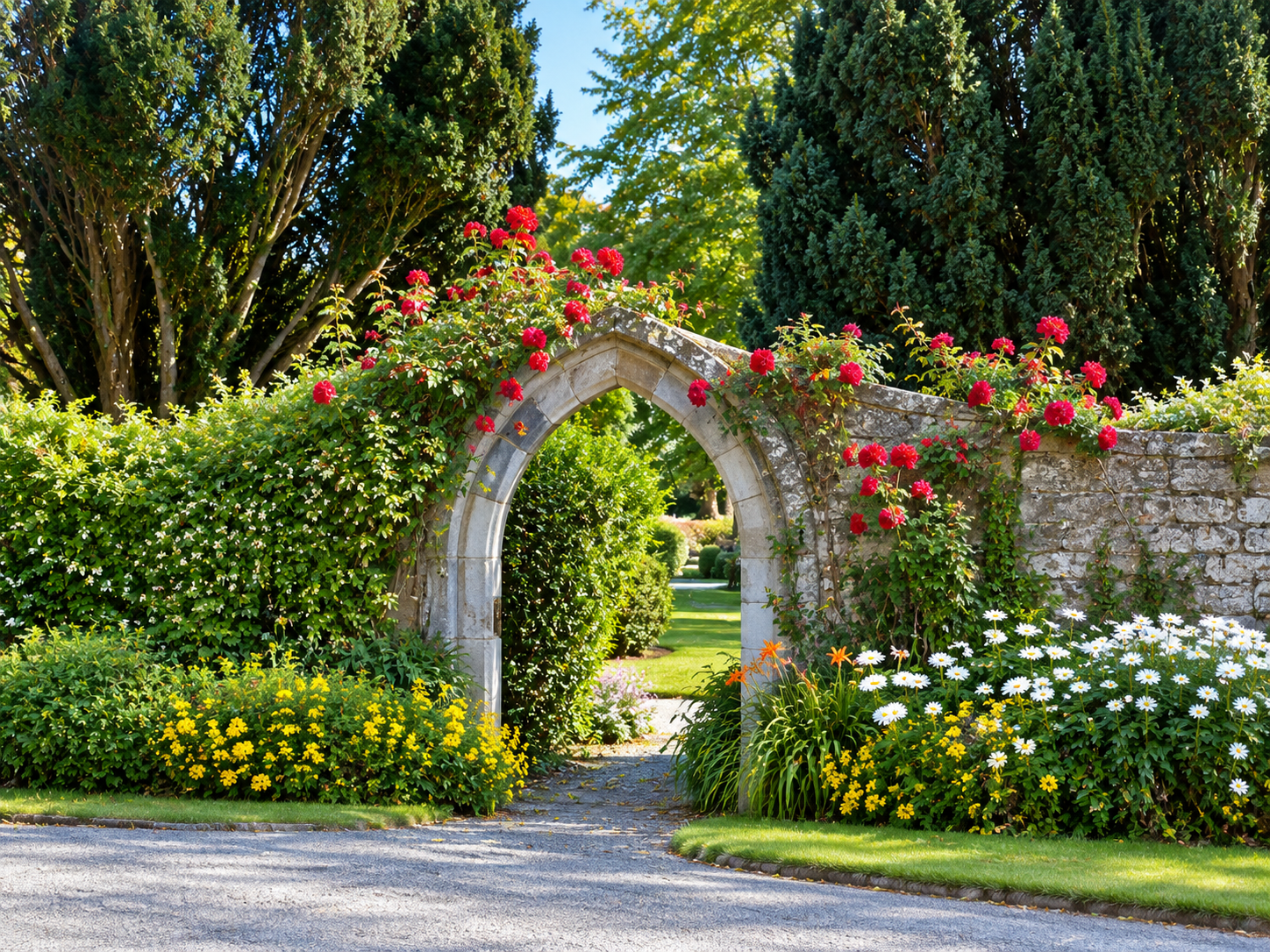 Flowering archway in the garden