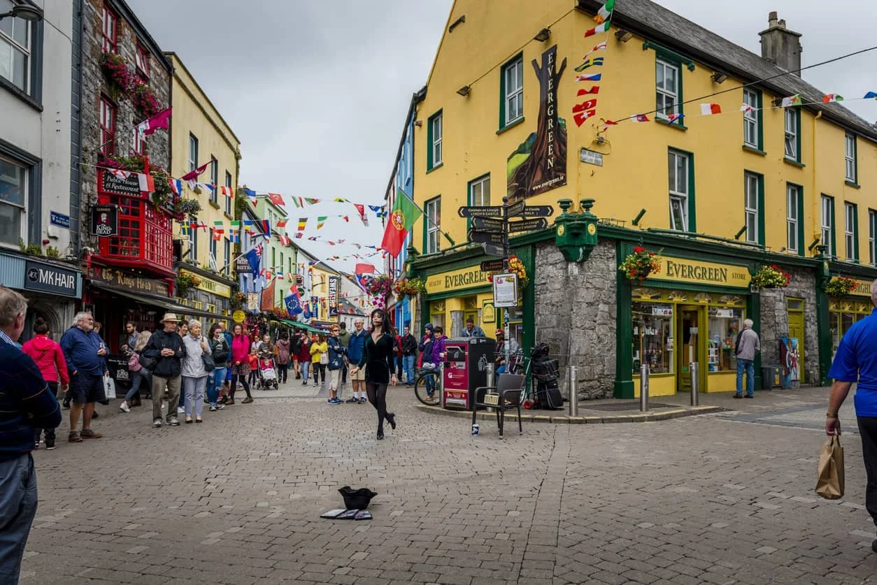 A colorful pedestrian street in Galway