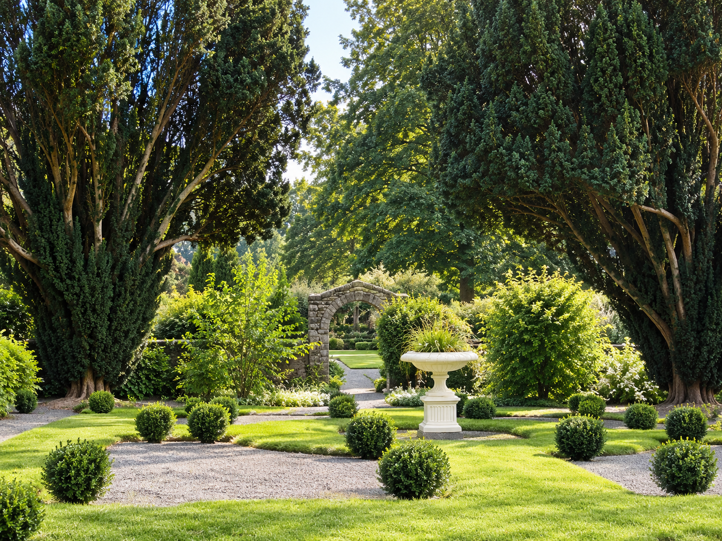 Stone facade with garden seating