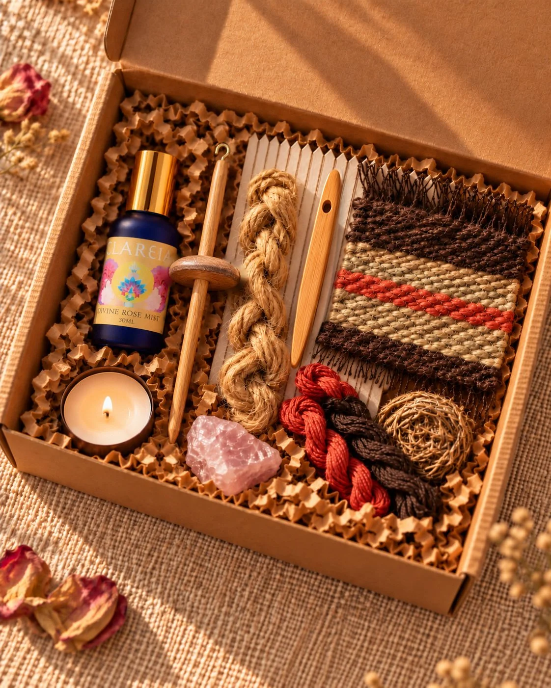 The Ritual and Craft Package with handcraft materials, woven fabric and rose ritual products
