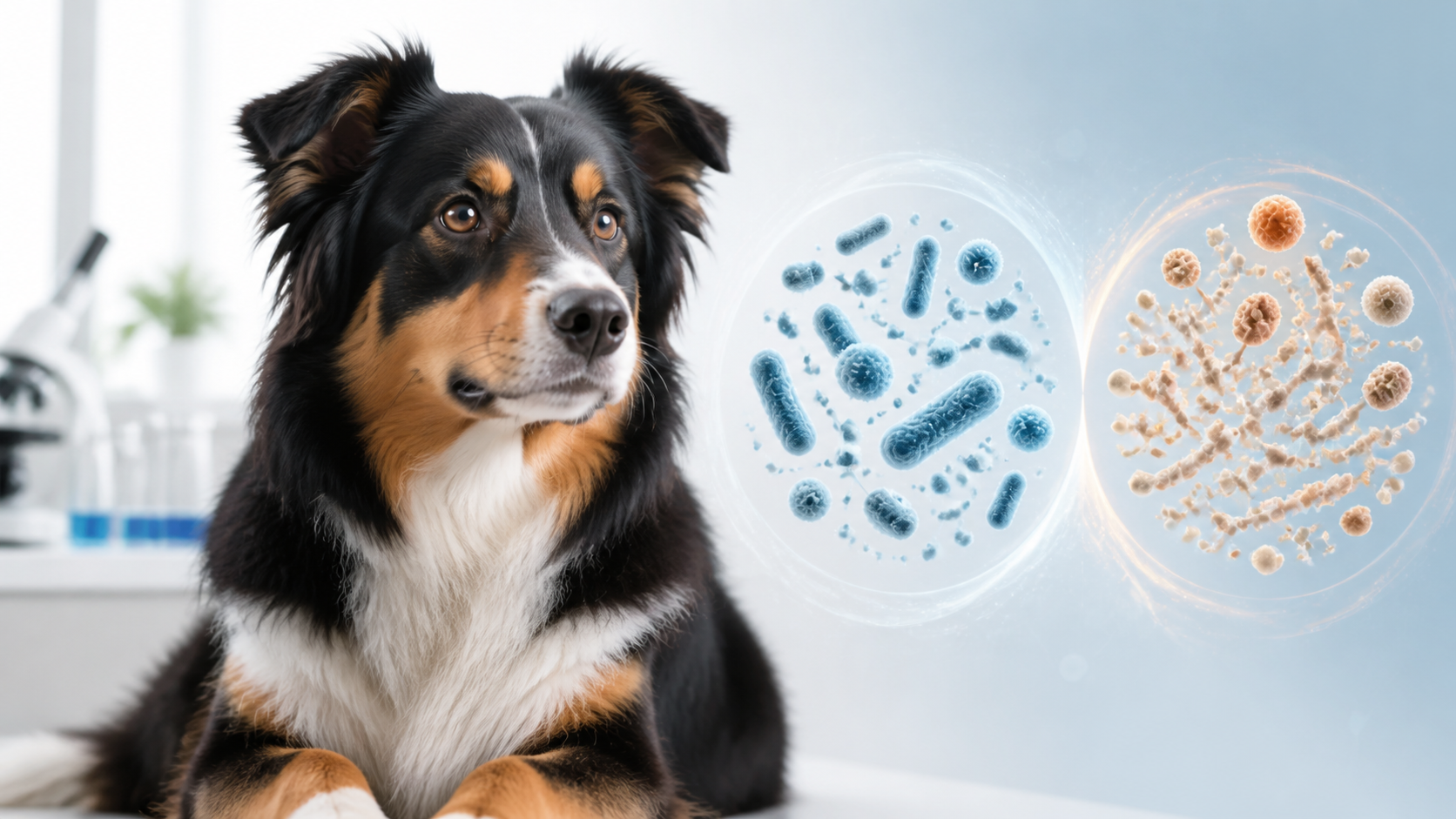 Dog representing a Daily Doggy News report on probiotics, postbiotics and canine gut health
