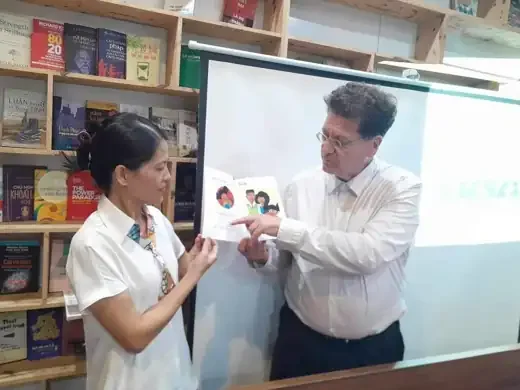 ABCs of Love being presented at a bookshop in Vinh City, Vietnam