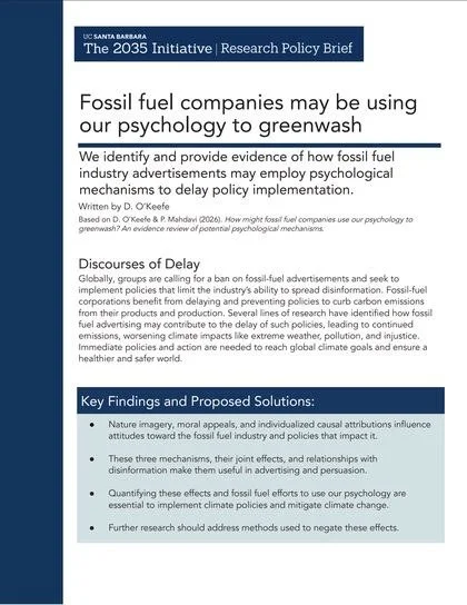 Policy brief: Fossil fuel companies may be using our psychology to greenwash