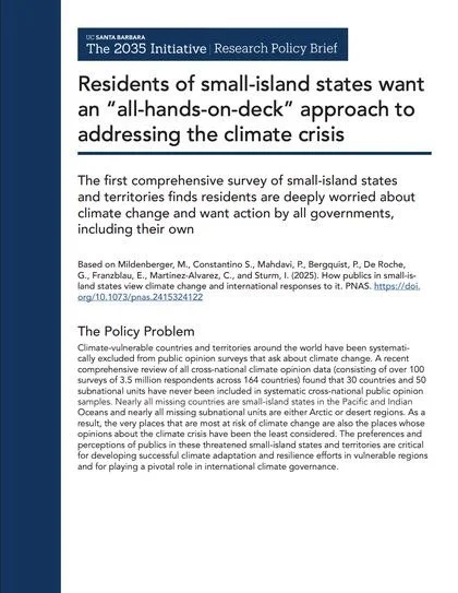 Policy brief: Residents of small-island states want an all-hands-on-deck approach to addressing the climate crisis