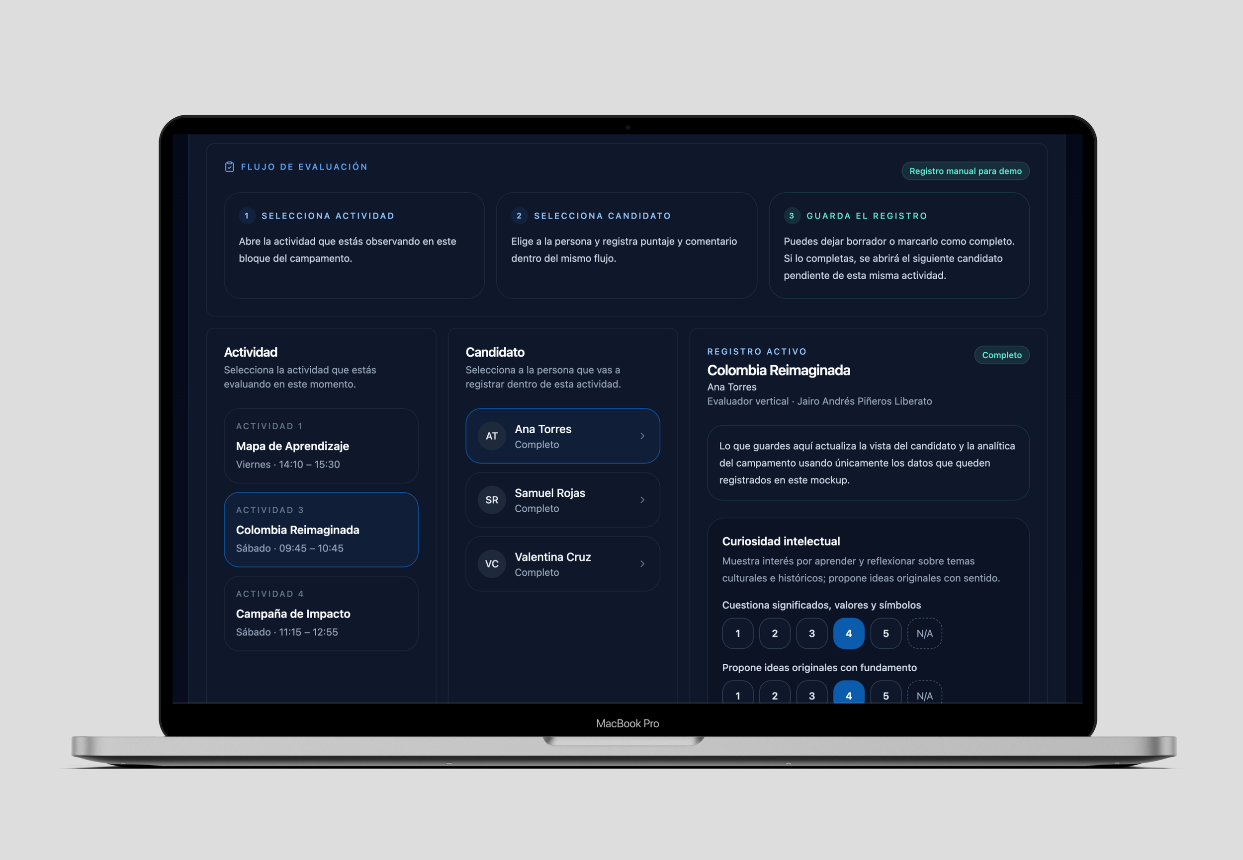 UWC Selection Camp Tool interface preview 5