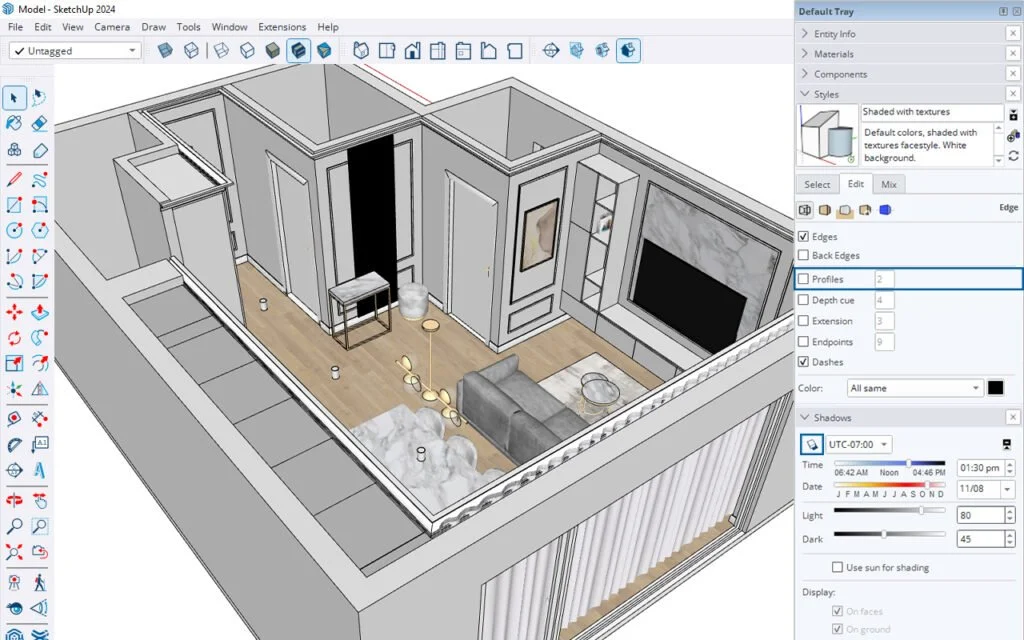 Projet d'architecture modélisé en 3D sur SketchUp