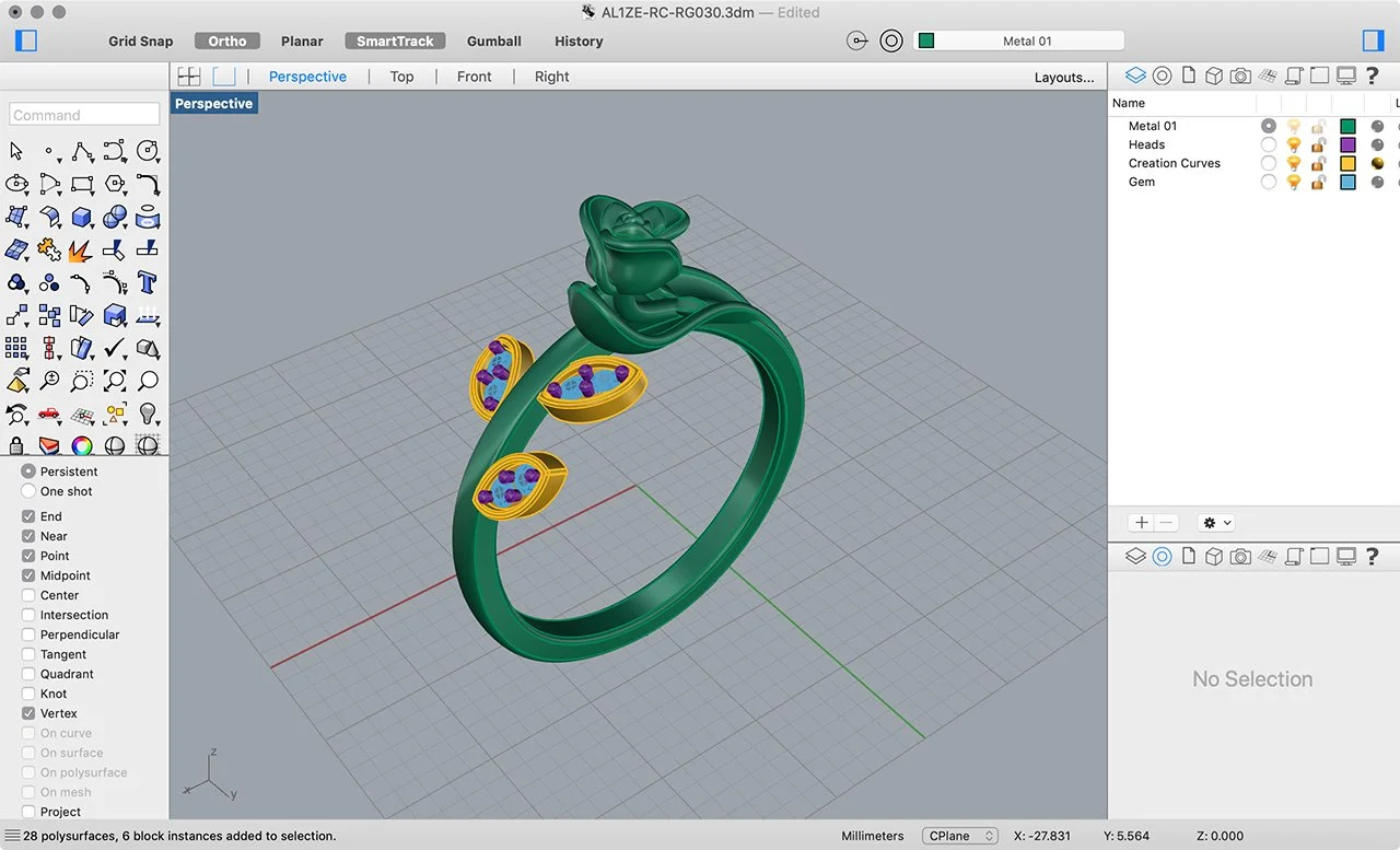 Bague modélisée sur Rhino 3D