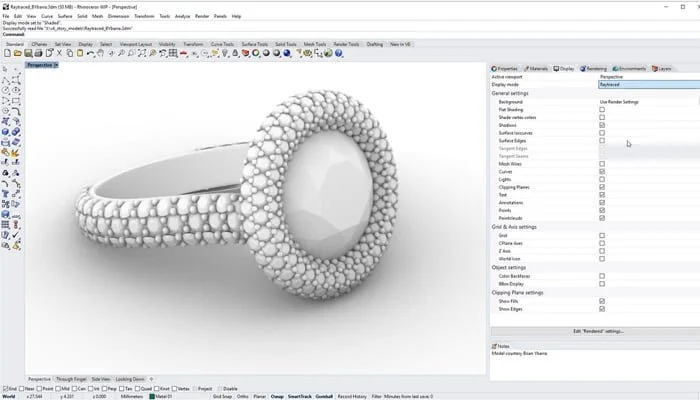 Interface du logiciel Rhino 3D