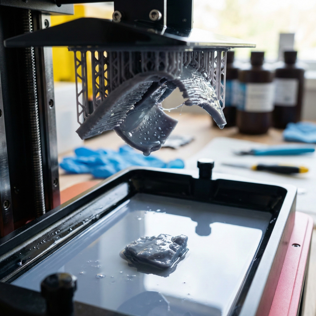 Imprimante 3D résine et pièces imprimées — atelier La Nouvelle École