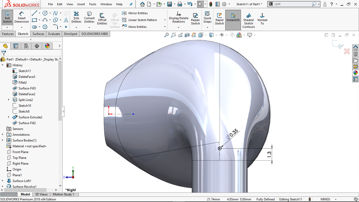 AirPods modélisés sur SolidWorks — design de produit
