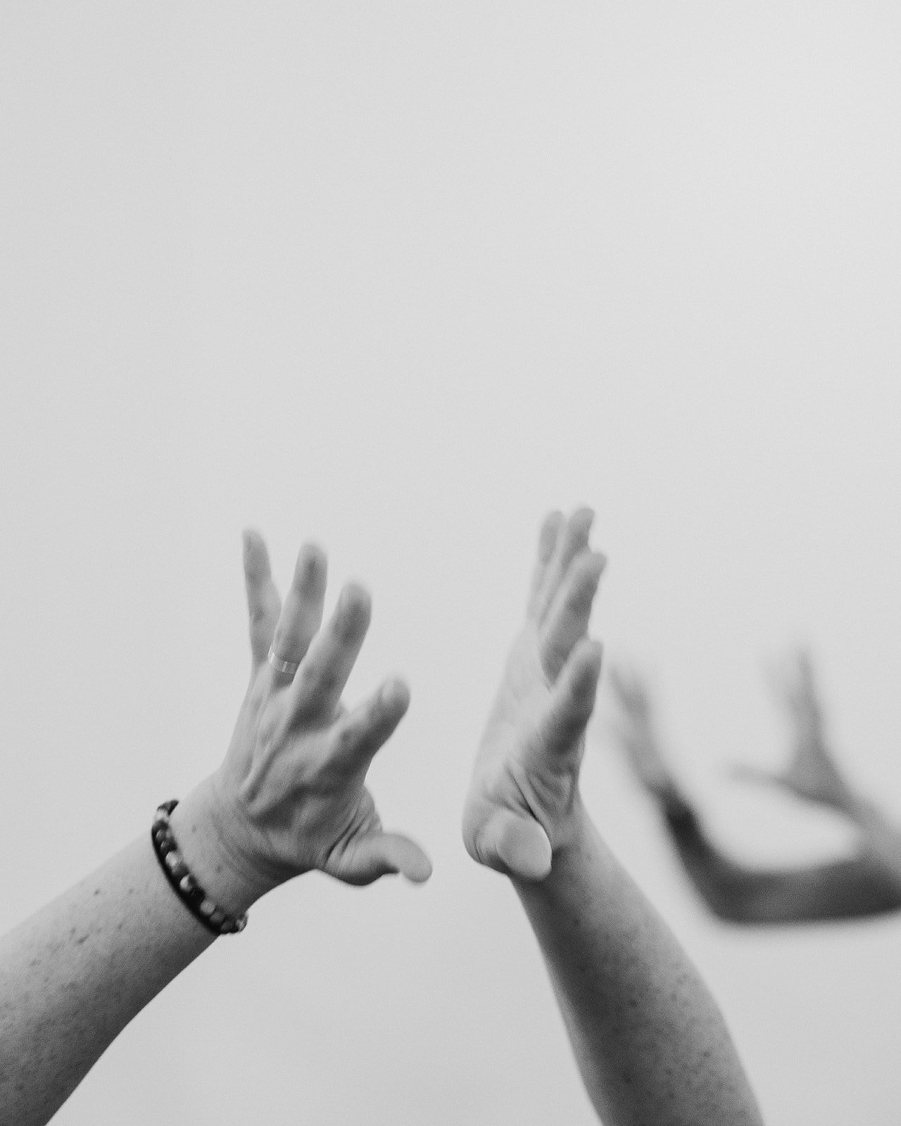 Hands reaching expressively during movement practice