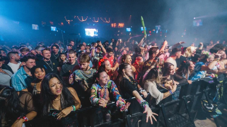 Crowd cheering at an EDM concert at The Pool After Dark, Atlantic City