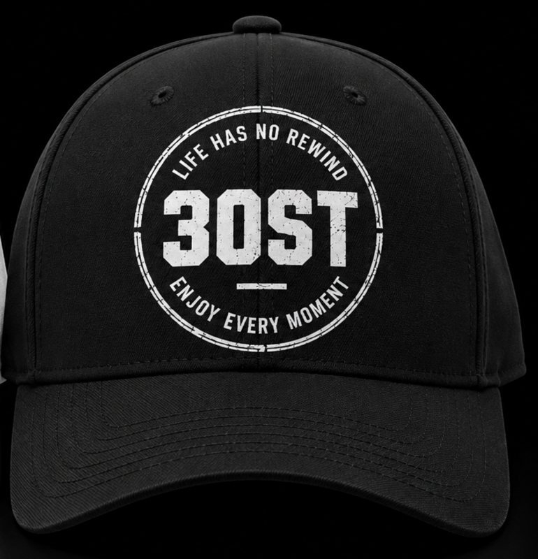 Black 30ST cap with the stamp logo