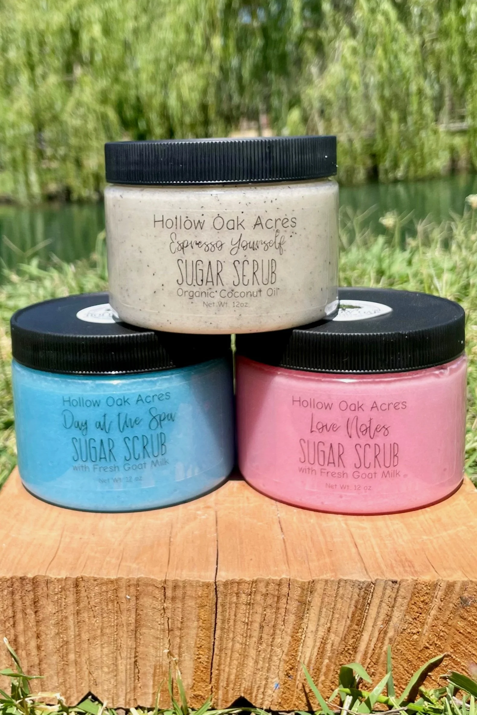 Artisan goat milk sugar scrubs by Hollow Oak Acres
