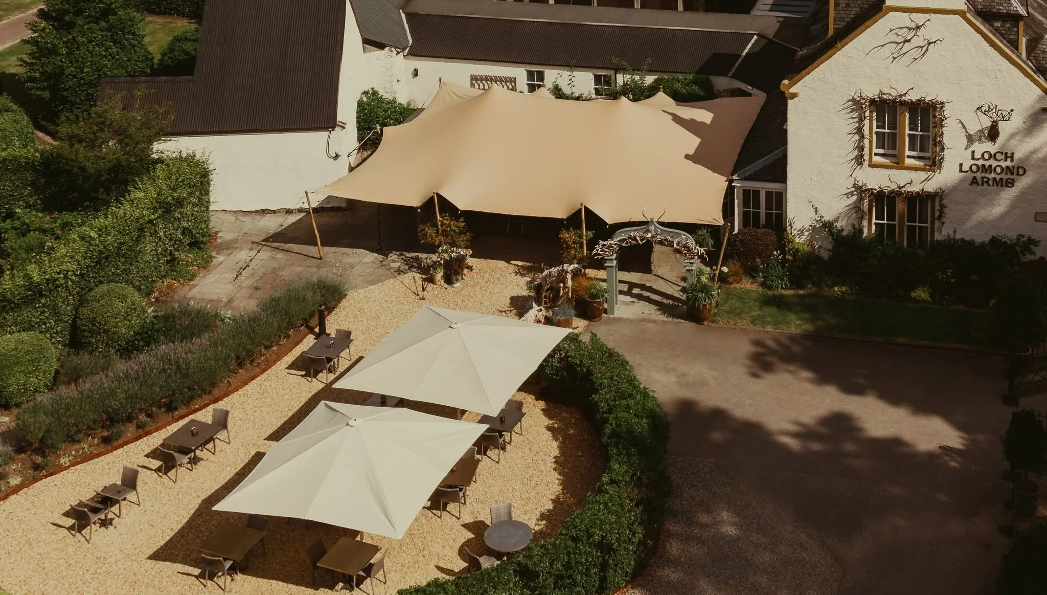 Open-air dining at The Gathering, Loch Lomond Arms, Luss