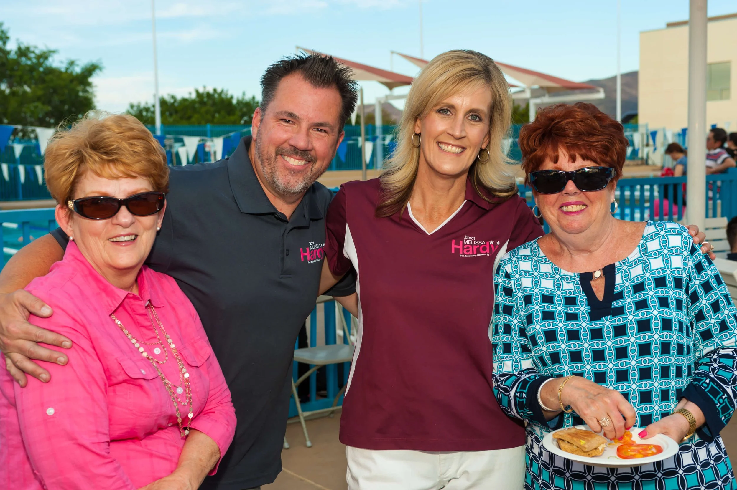 Melissa Hardy with supporters at a campaign gathering