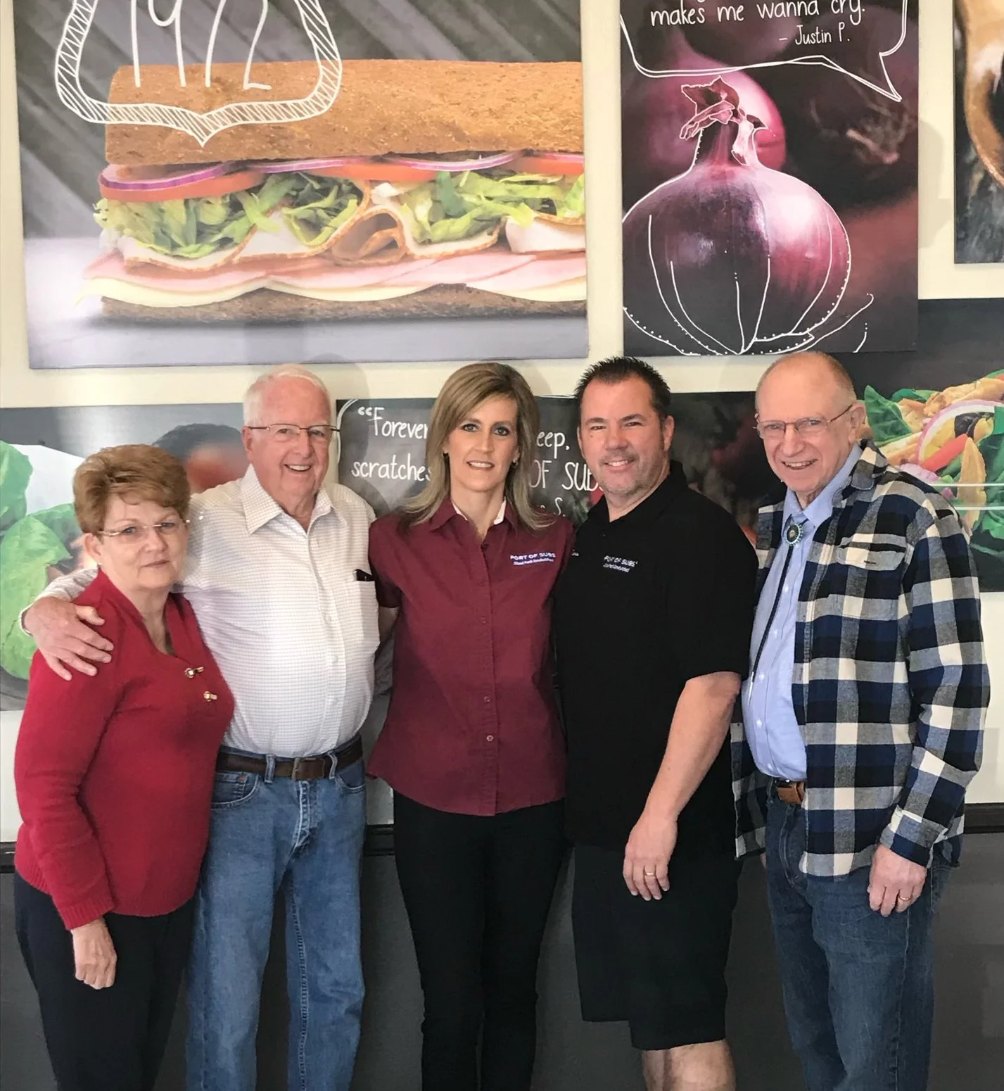 Melissa Hardy with family and supporters at her Port of Subs in Henderson