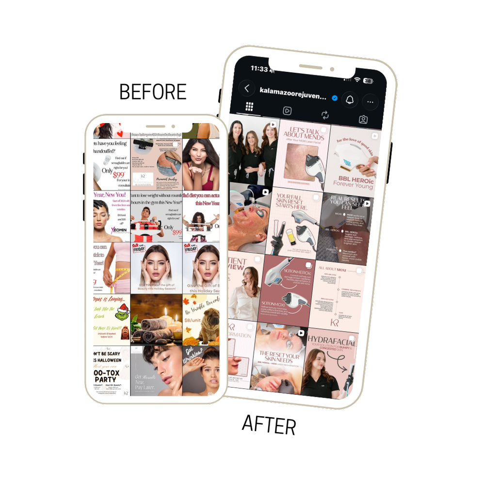 Kalamazoo Rejuvenation Instagram grid before and after