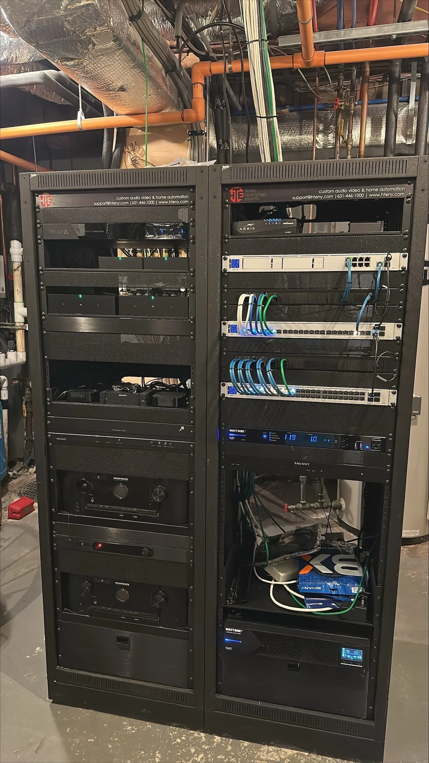 Clean, organized AV rack with structured wiring
