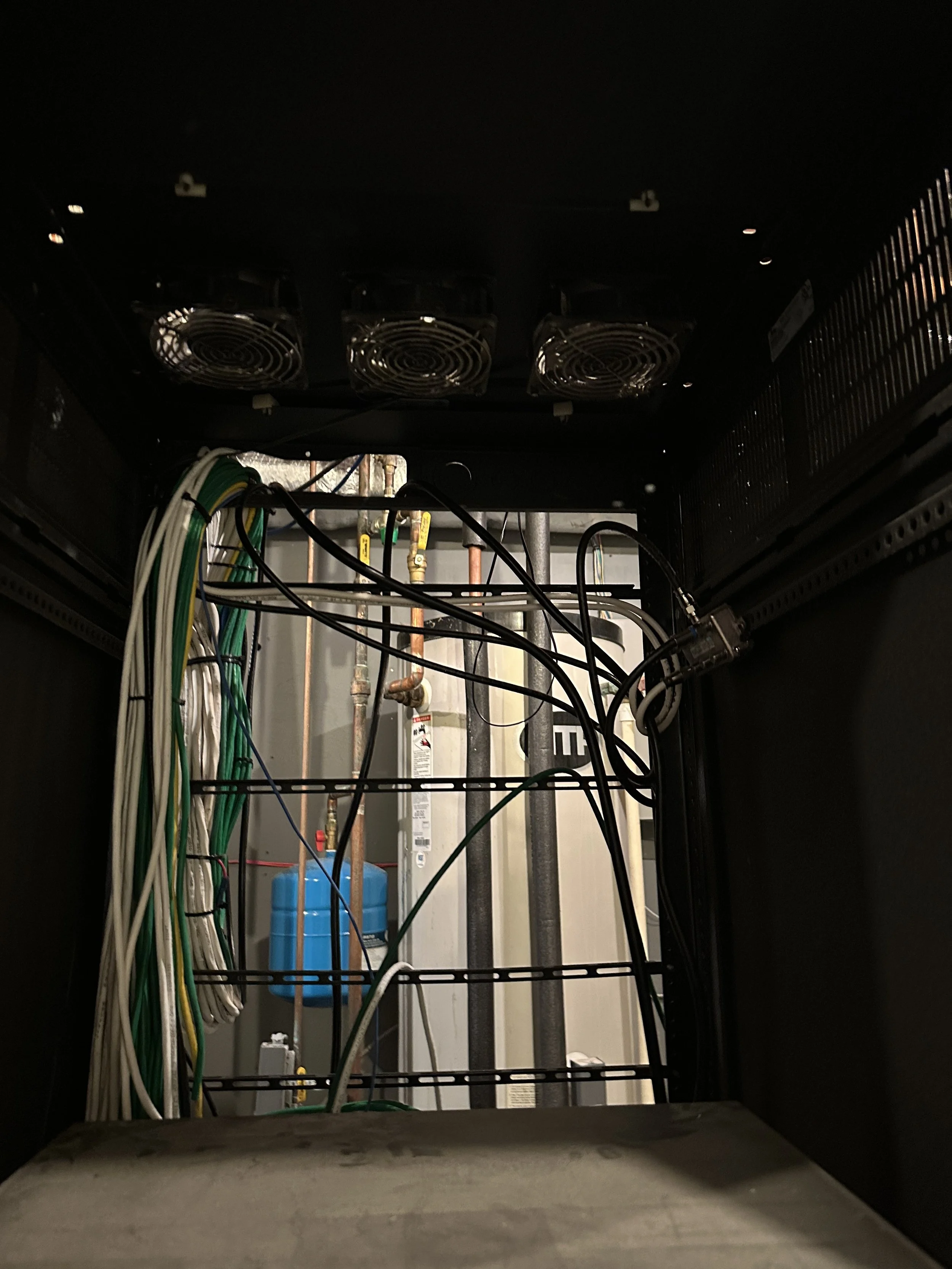 Dust buildup inside an AV rack