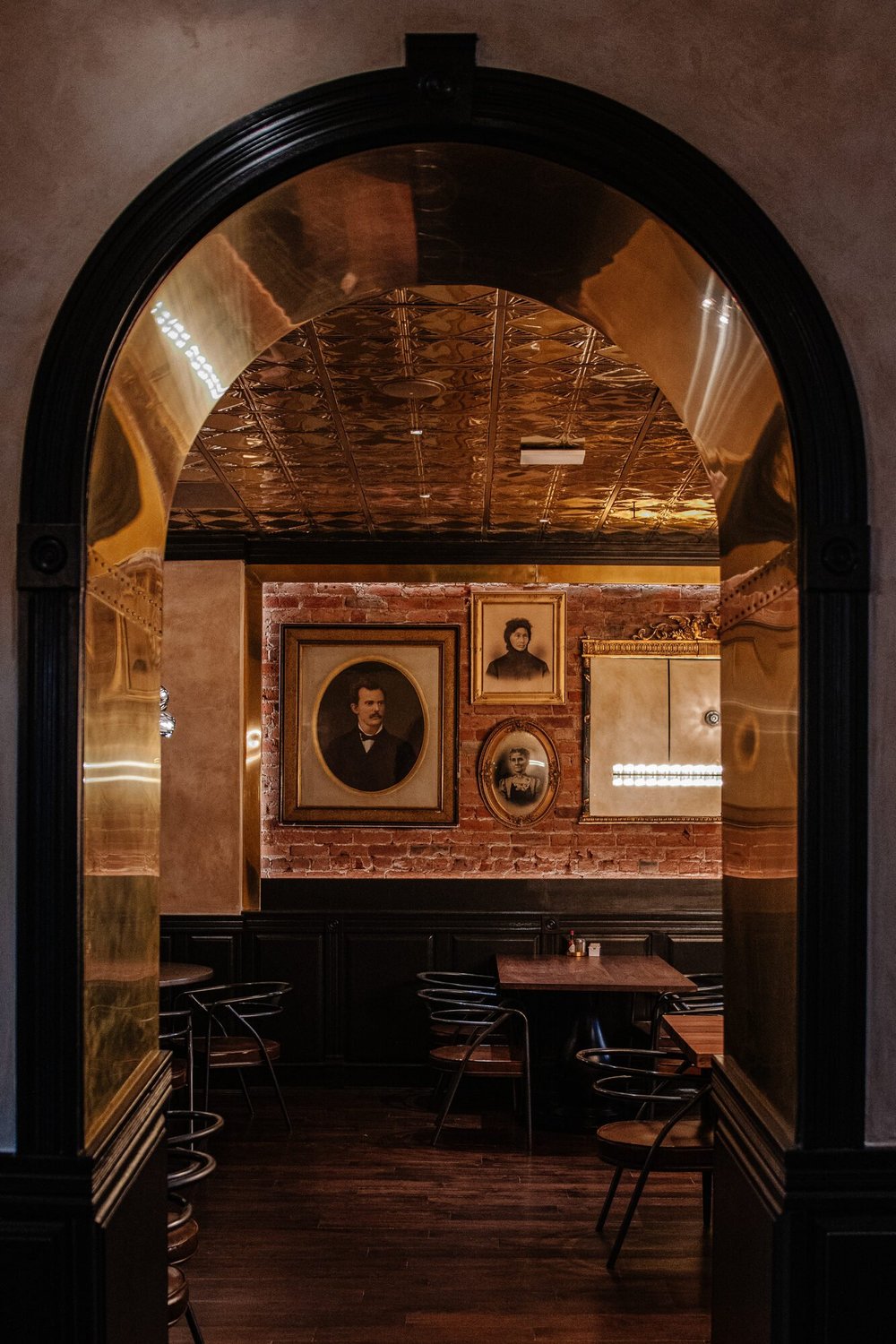 The arched doorway into the dining room