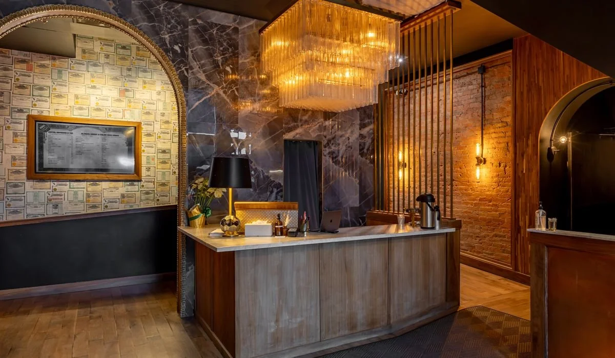 The front desk in the lobby