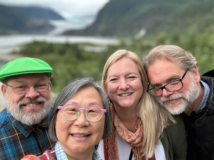 Friends with a glacier view · Alaska 2026
