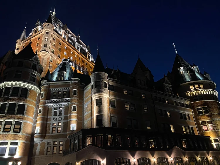 Québec after dark, after the cruise · Boston–Quebec City 2025