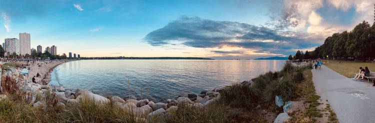 An evening panorama of Vancouver before the cruise · Alaska 2026