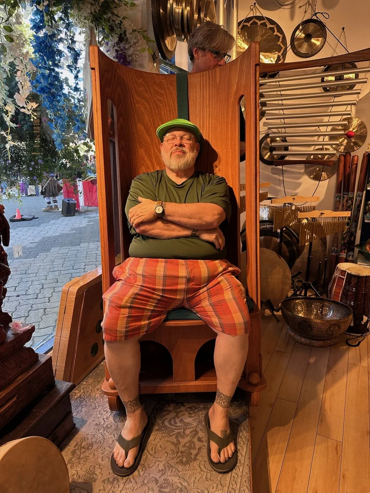 A very comfortable chair in Vancouver, before the cruise · Alaska 2026