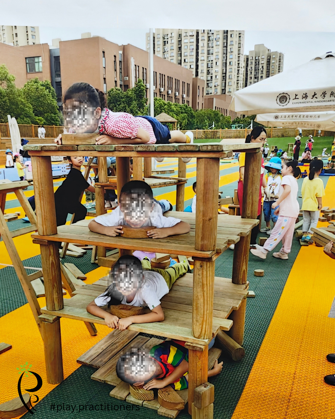 Children enjoying the result of the construction together