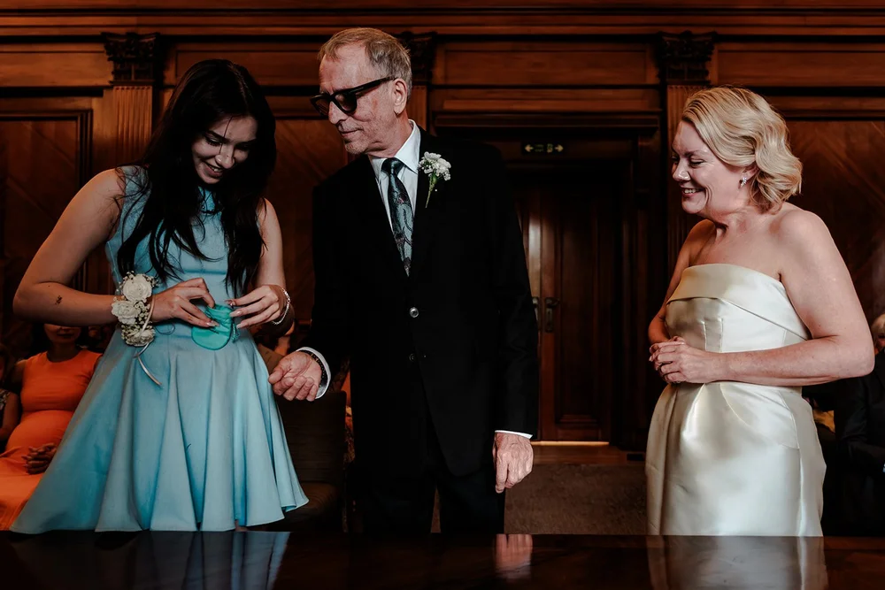 Wedding ceremony inside Old Marylebone Town Hall, documentary photography by Oliver Holder - 7