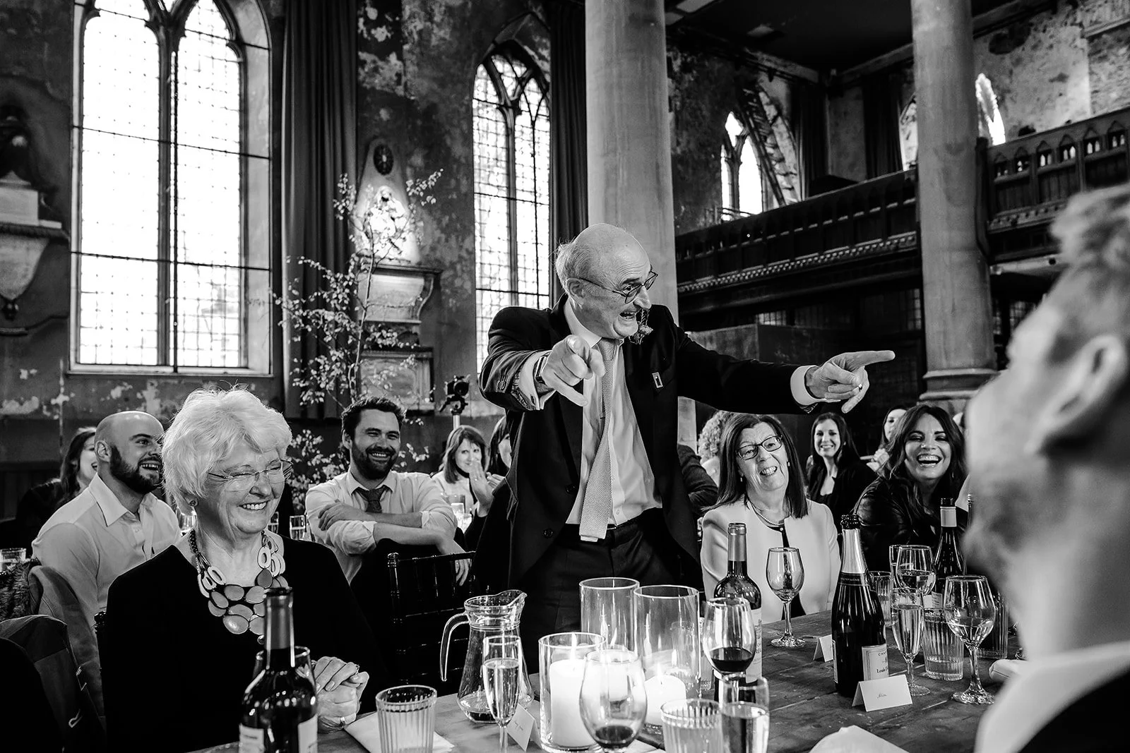The Mount Without Bristol wedding photographer — wide ceremony shot in the historic nave by Oliver Holder