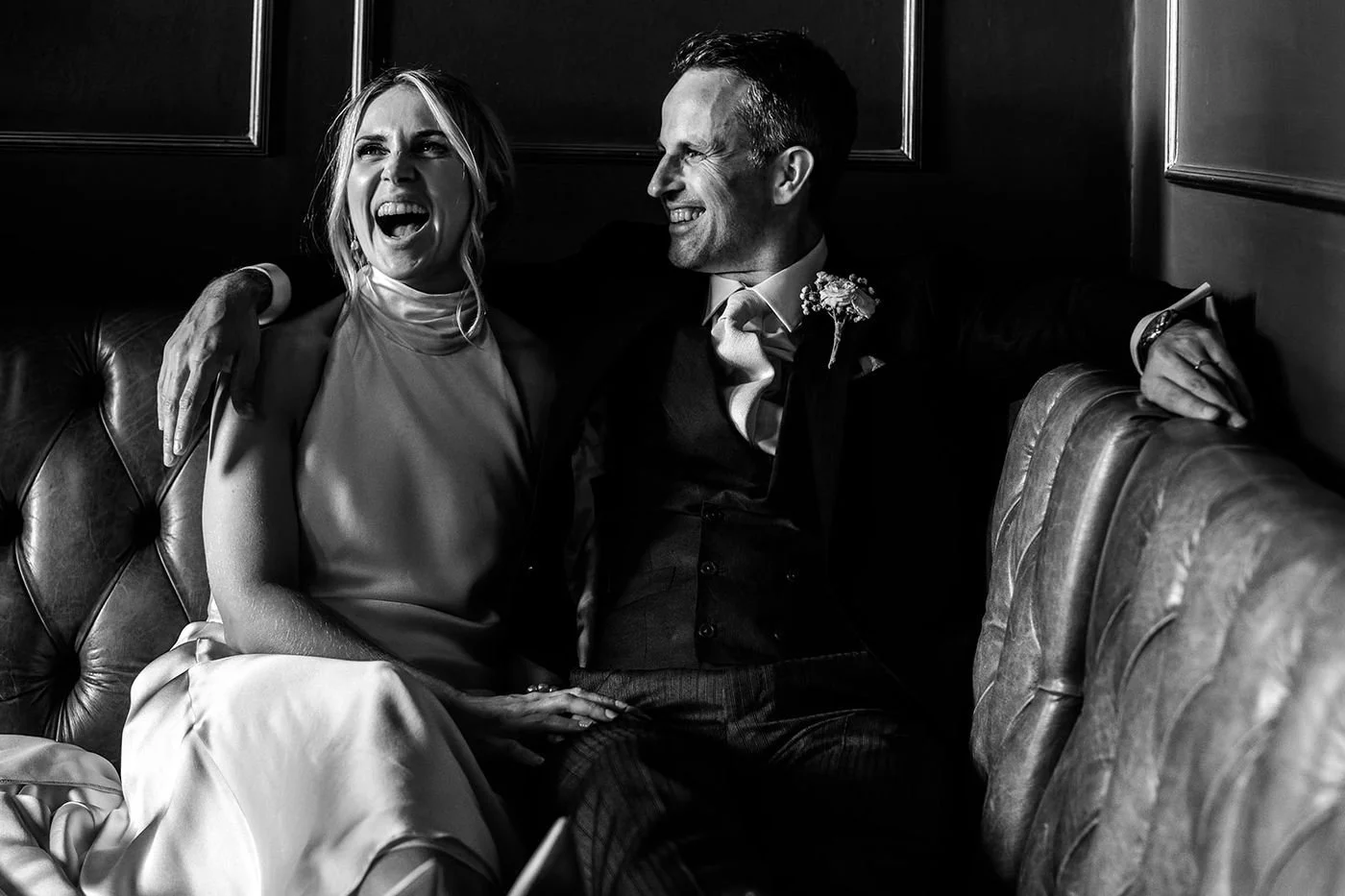 Alis and Brad on their wedding day at Hotel du Vin Tunbridge Wells