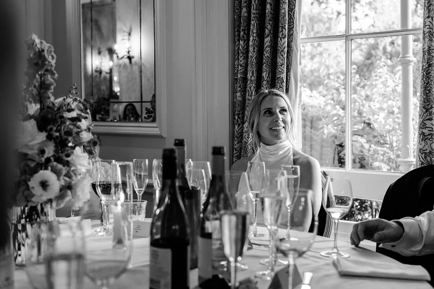 Guests dining at Hotel du Vin Tunbridge Wells wedding breakfast