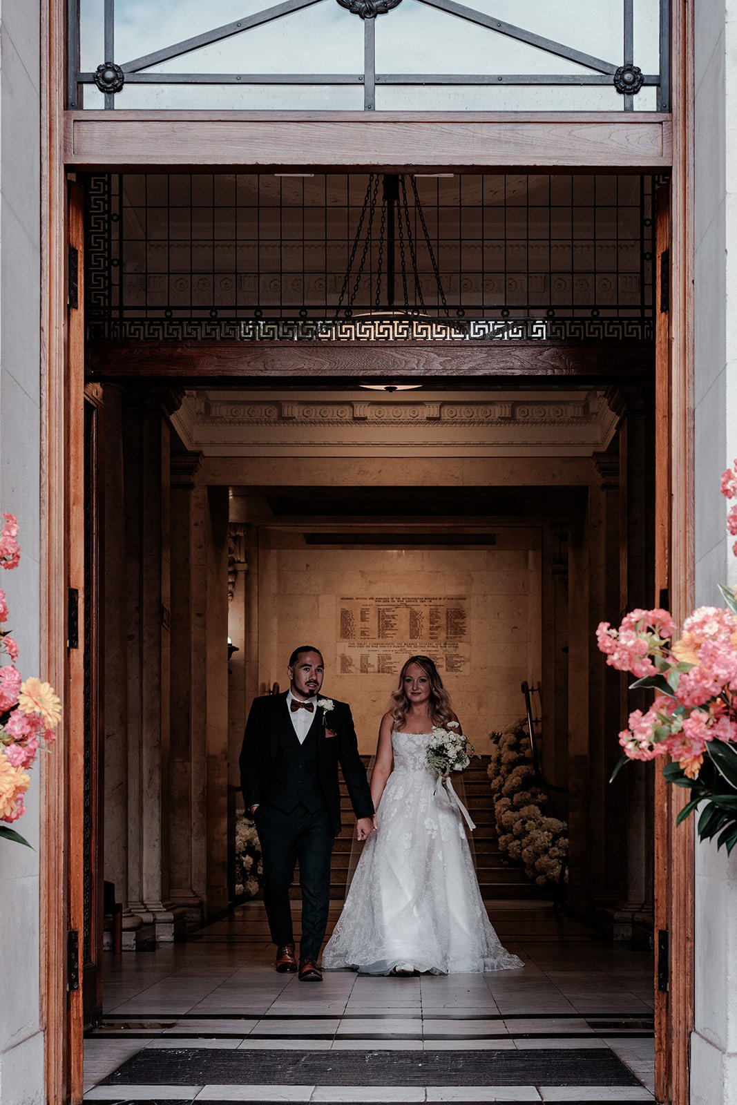 Confetti on the steps of Old Marylebone Town Hall, documentary wedding photography by Oliver Holder - 4