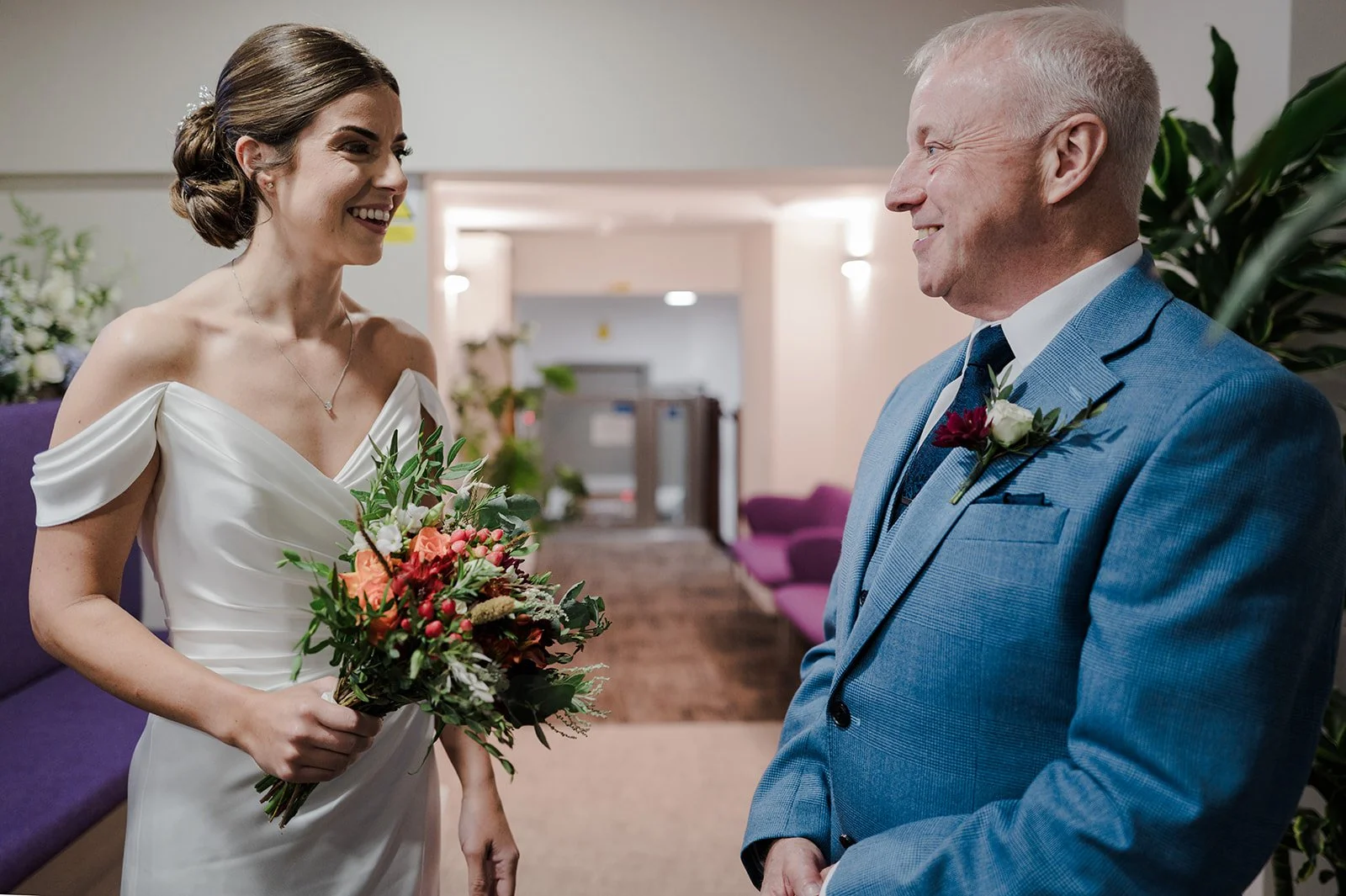 Nat with her father before the ceremony at Chelsea Town Hall