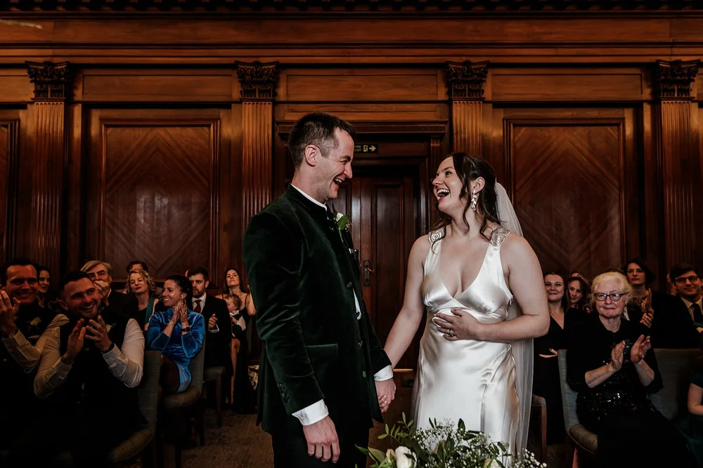 Documentary wedding photography inside Old Marylebone Town Hall, London - 4