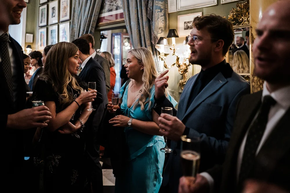 Brunswick House wedding, antique filled room, documentary photography by Oliver Holder