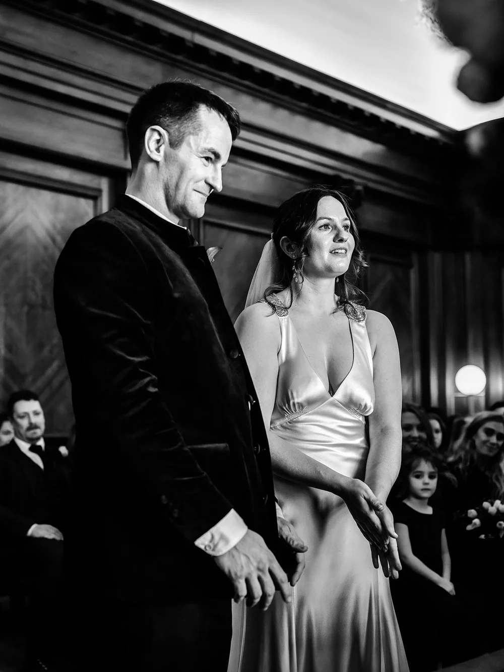 Documentary wedding photography inside Old Marylebone Town Hall, London - 1