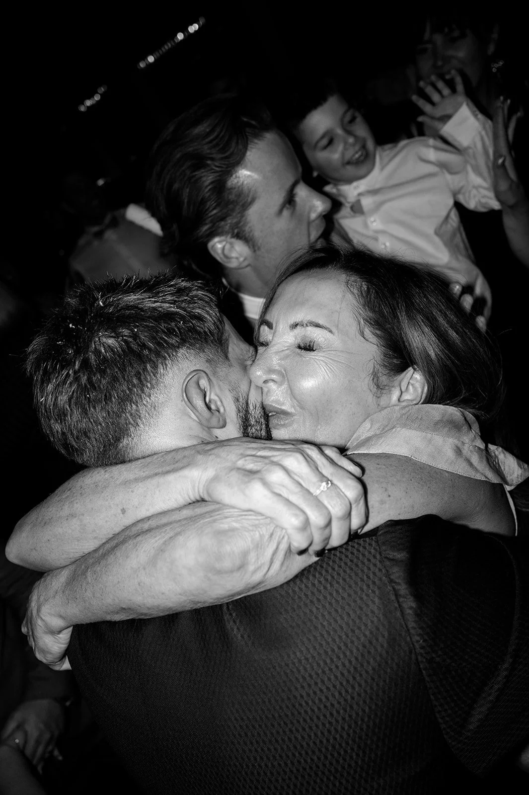 Emotional hug on the dance floor