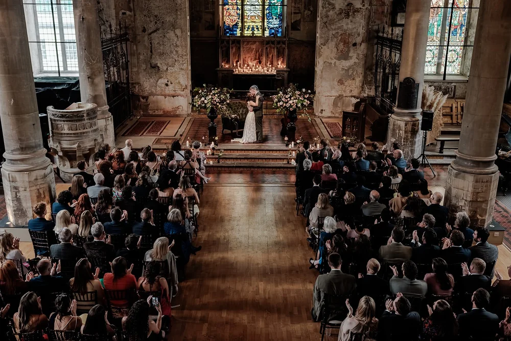 Wedding at The Mount Without, Christmas Steps Bristol — a converted medieval church venue photographed by Oliver Holder, recommended supplier