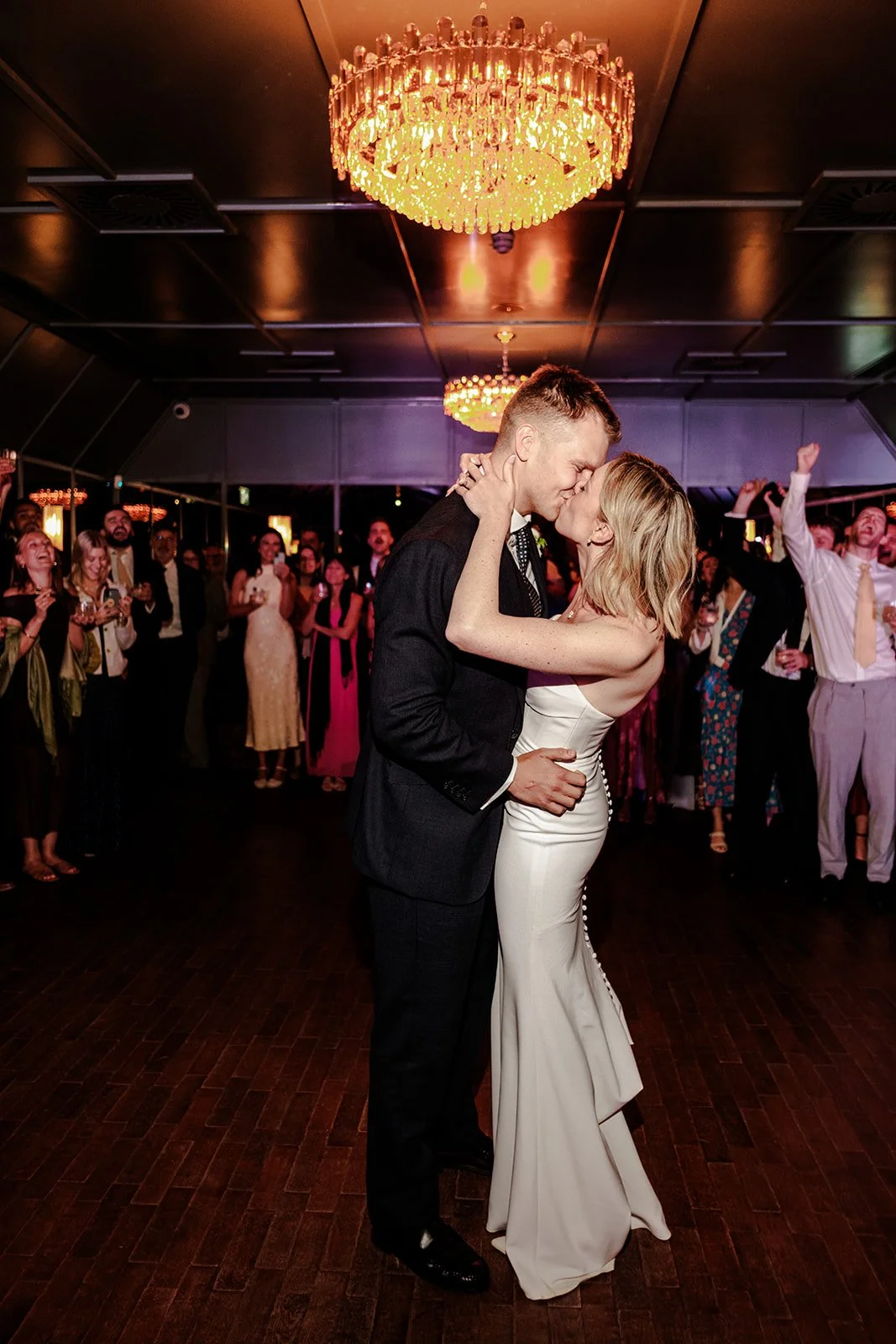 Guests dancing and celebrating together at the Limekiln evening wedding reception